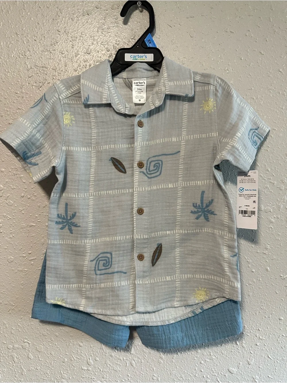 NWT 24m Carter's Boys' Short-Sleeve & Short Set - Beachy Print